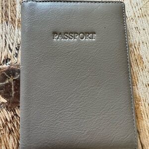 Gray Leather Passport Holder